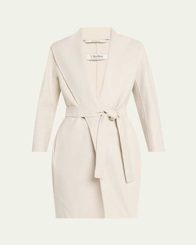 Messi Tie-Waist Wool Wrap Coat